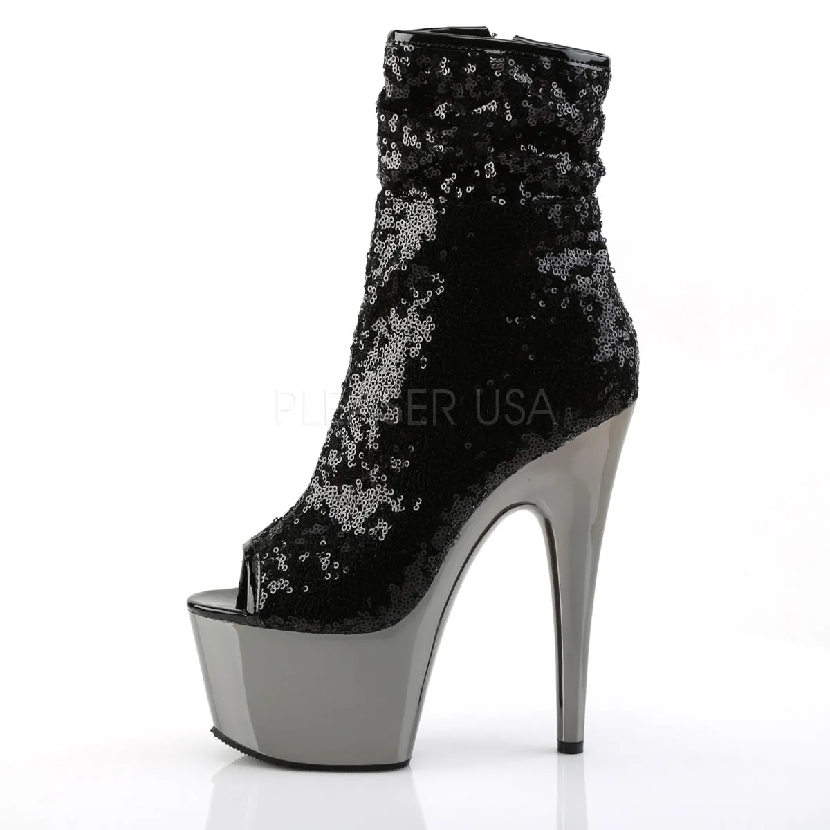 Adore 1008SQ Black Sequin Ankle Boots 7 Inch Platform Heel -Direct
