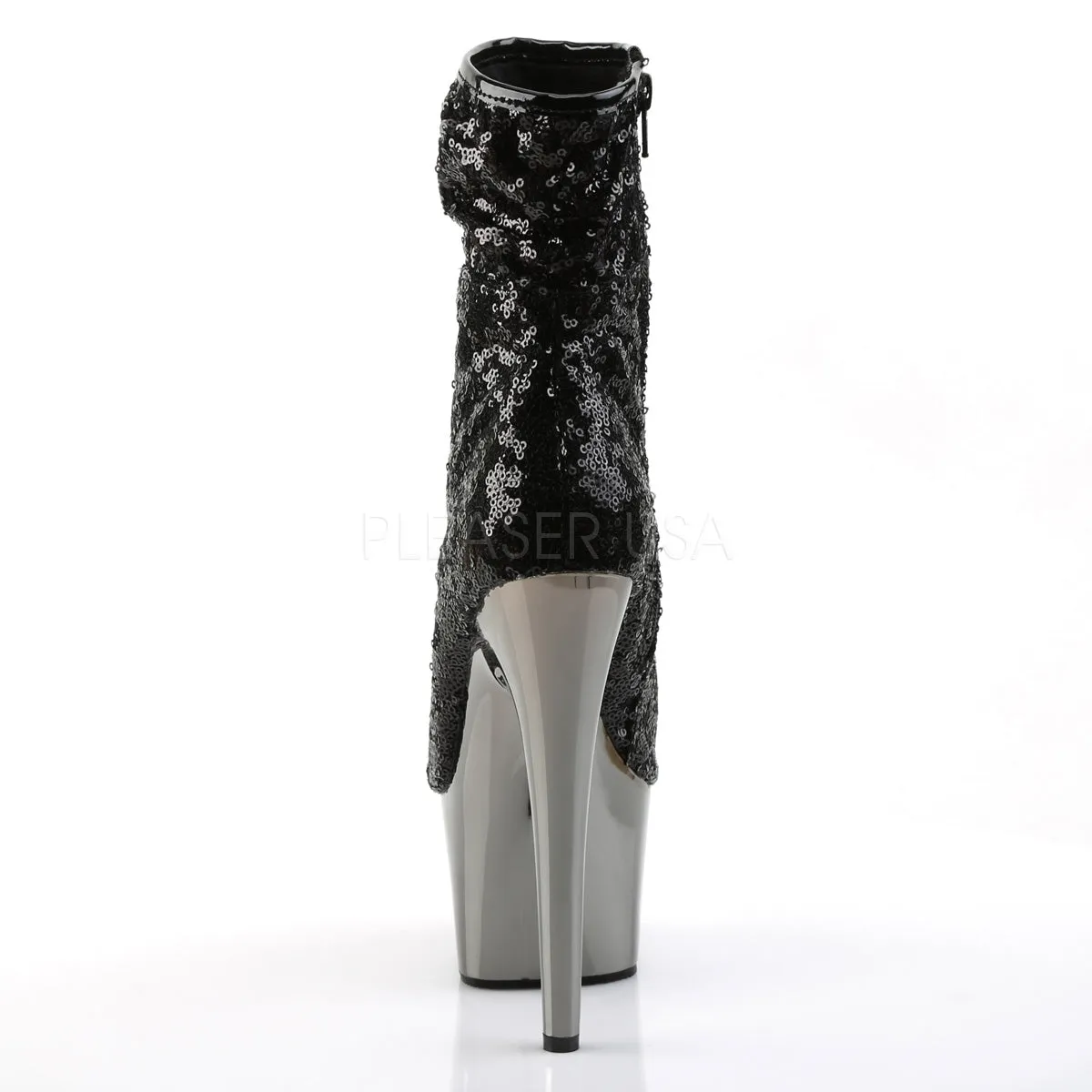 Adore 1008SQ Black Sequin Ankle Boots 7 Inch Platform Heel -Direct