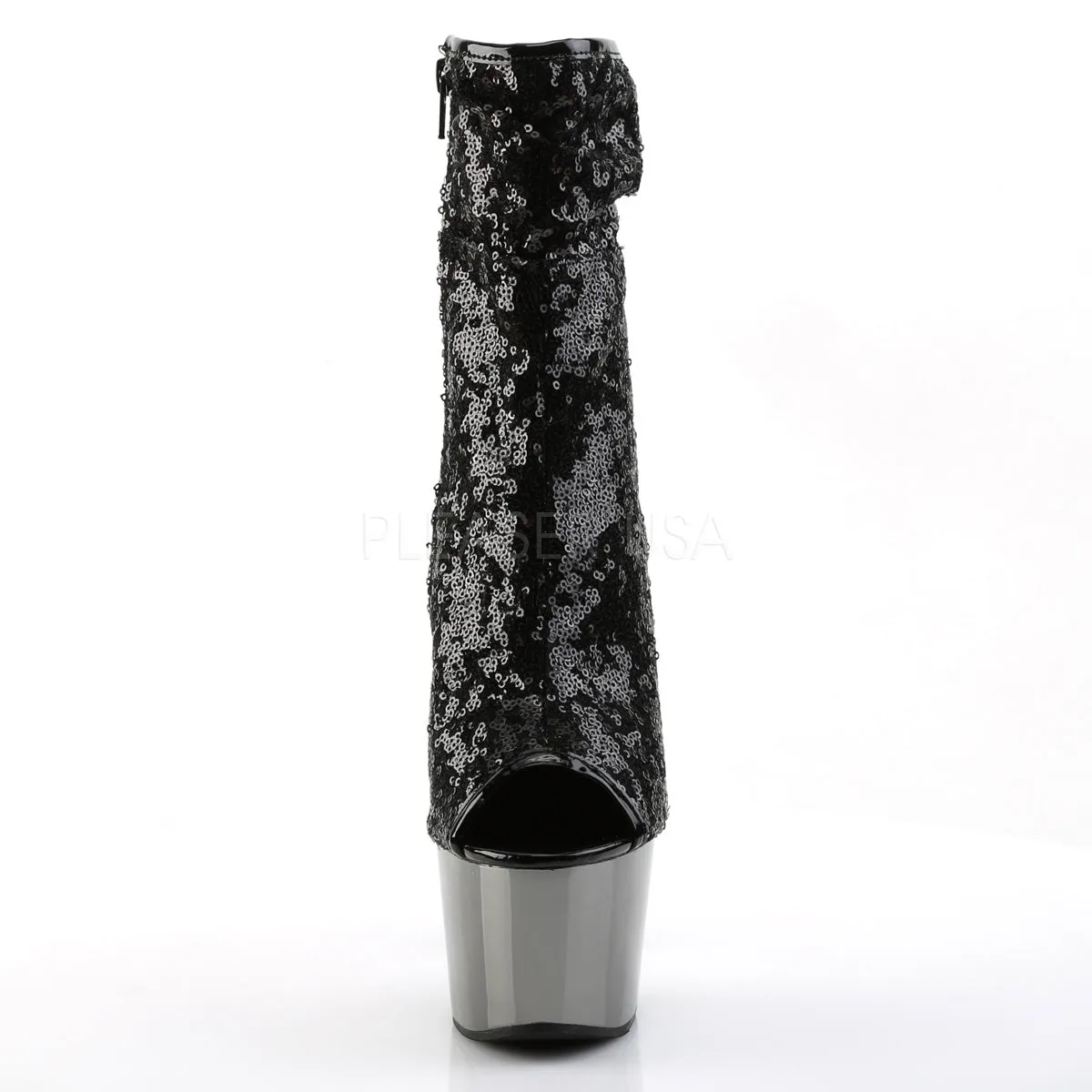 Adore 1008SQ Black Sequin Ankle Boots 7 Inch Platform Heel -Direct