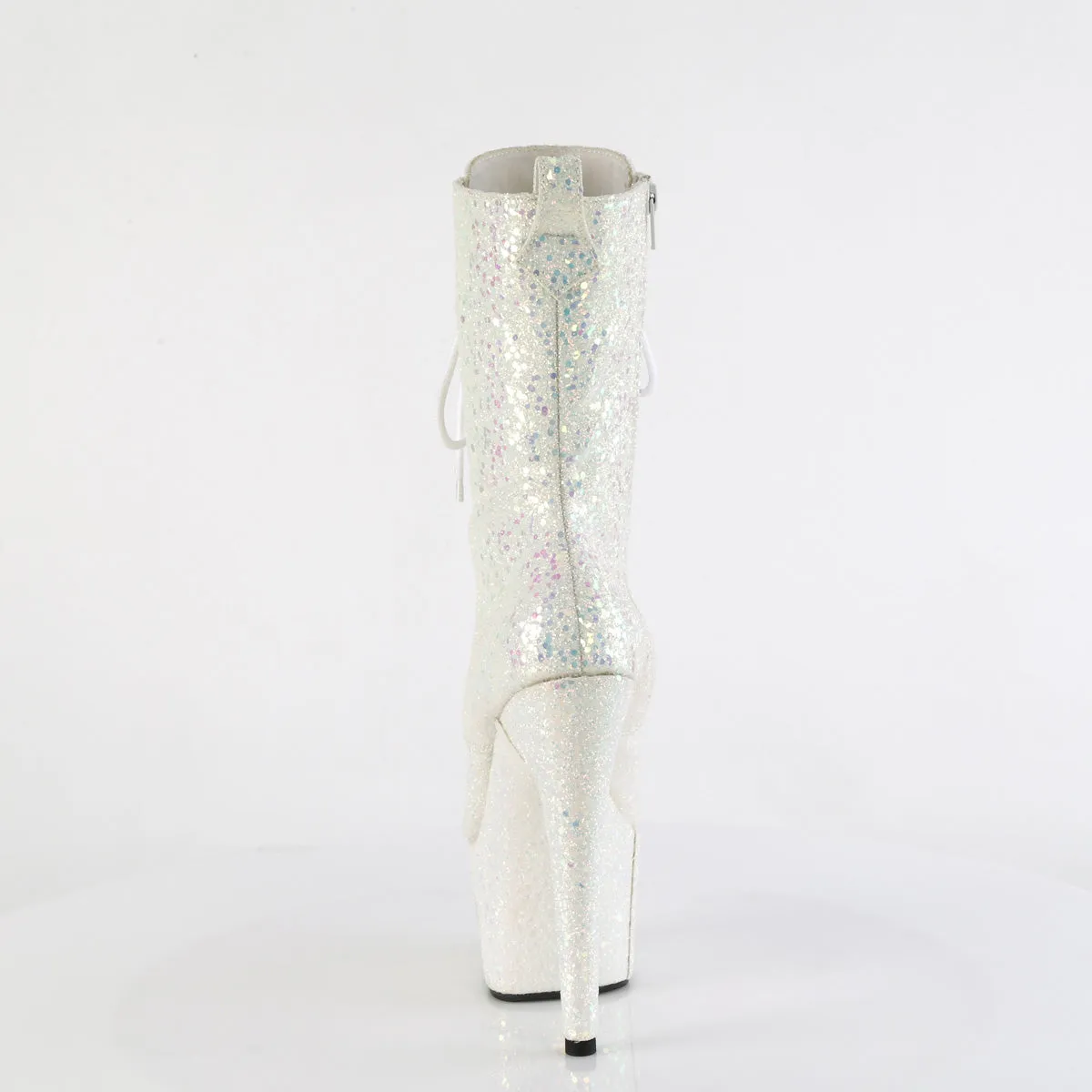 Adore 1040IG White Iridescent Glitter 7" Heel Platform Mid Calf Ankle Boots Direct