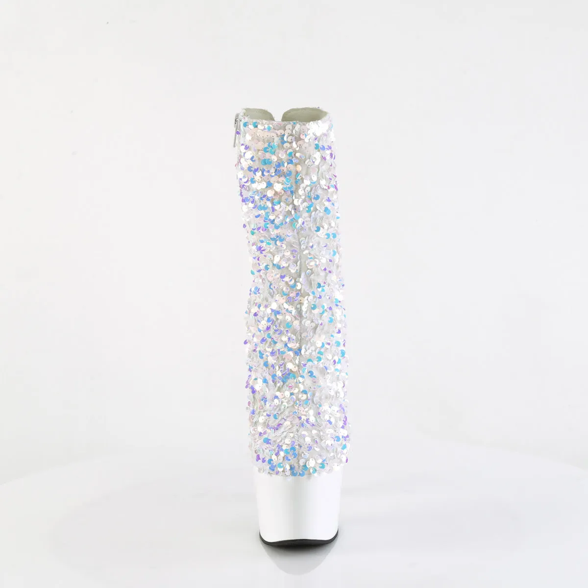 Adore 1042 White Ice Multi Sequin 7" Heel Platform Mid Calf Ankle Boots Direct