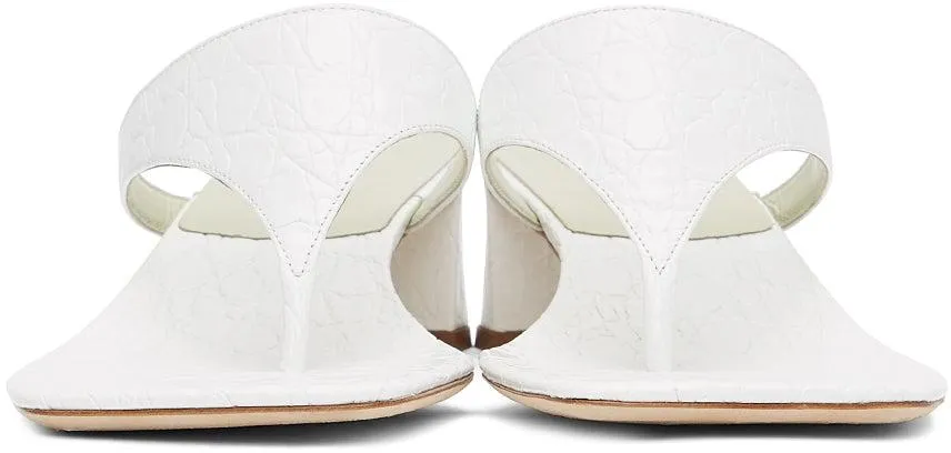 BY FAR White Circular Croc Shawl Heeled Sandals
