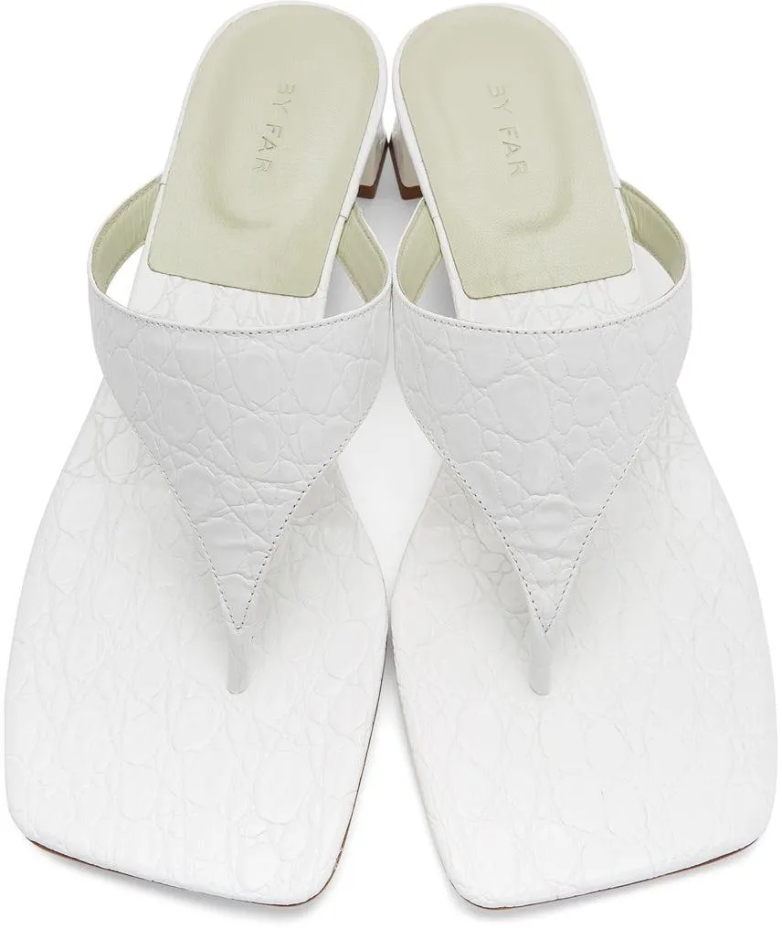 BY FAR White Circular Croc Shawl Heeled Sandals