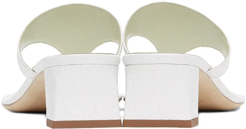 BY FAR White Circular Croc Shawl Heeled Sandals