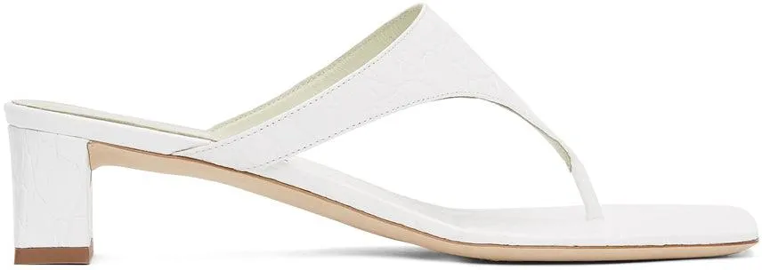 BY FAR White Circular Croc Shawl Heeled Sandals