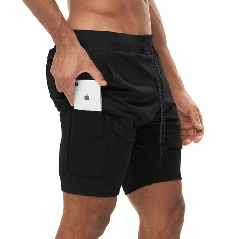 Camo Running Shorts Men 2 In 1 Double-deck Quick Dry