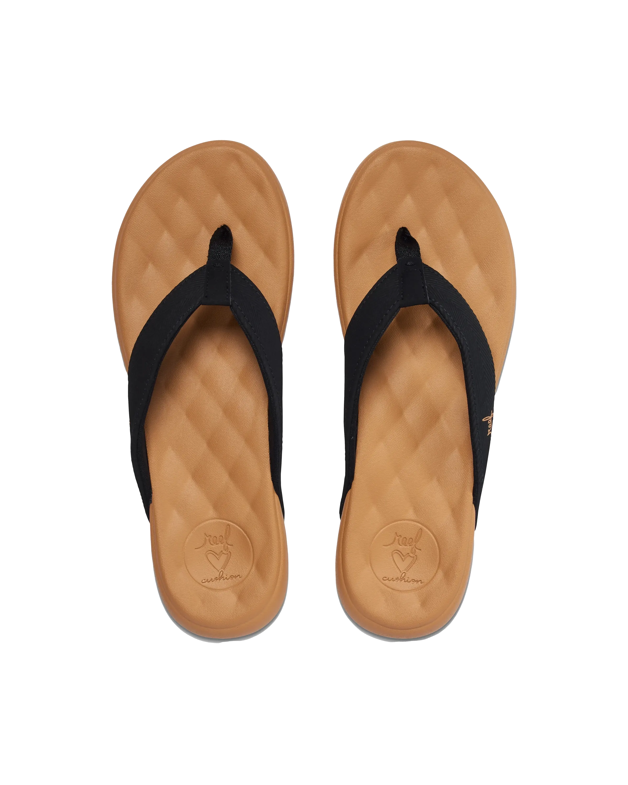 Cushion Harmony Flip Flops in Black & Tan