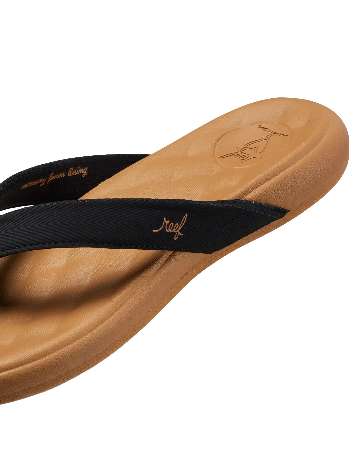 Cushion Harmony Flip Flops in Black & Tan