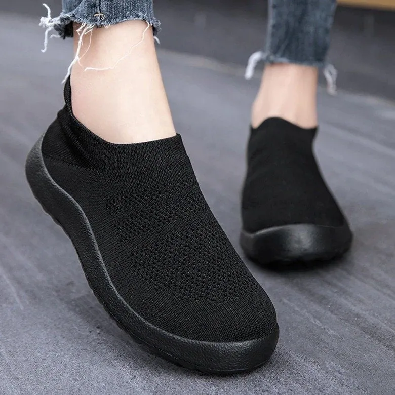 Cuzcare Orthopedic Shoes Women Breathable Wear-resistant Slip-ons Wowen Mesh Elegant Summer