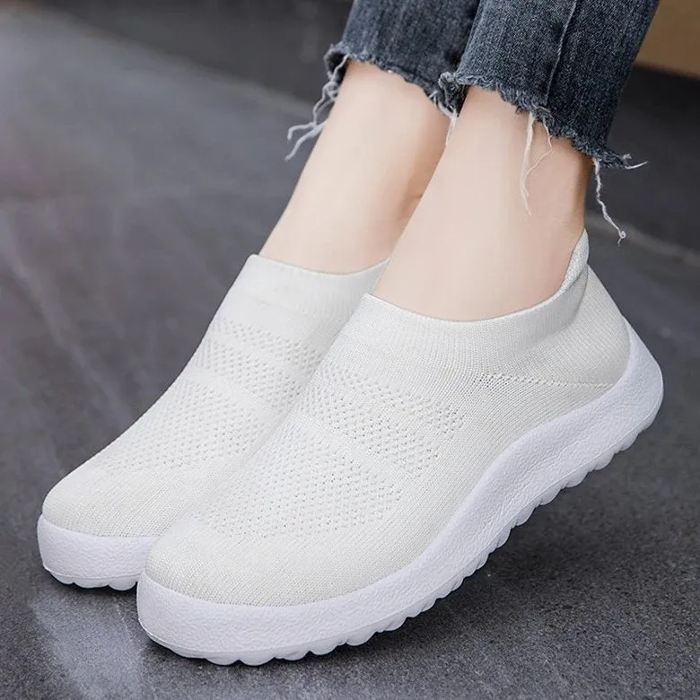 Cuzcare Orthopedic Shoes Women Breathable Wear-resistant Slip-ons Wowen Mesh Elegant Summer