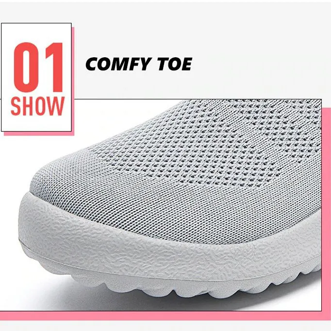 Cuzcare Orthopedic Shoes Women Breathable Wear-resistant Slip-ons Wowen Mesh Elegant Summer