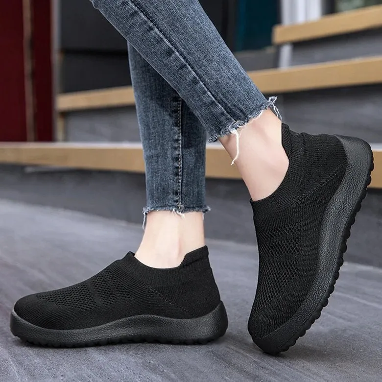 Cuzcare Orthopedic Shoes Women Breathable Wear-resistant Slip-ons Wowen Mesh Elegant Summer