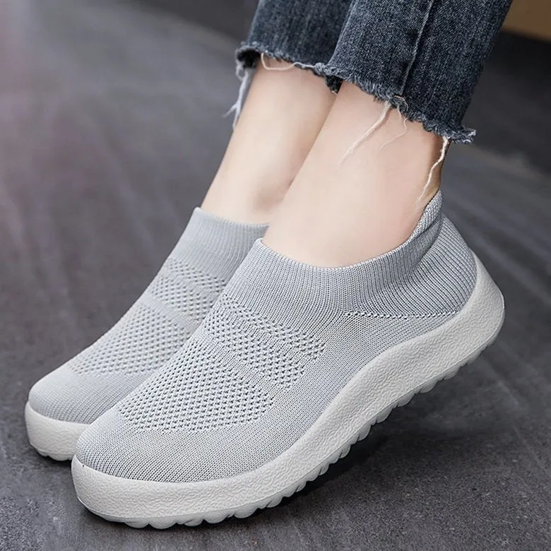 Cuzcare Orthopedic Shoes Women Breathable Wear-resistant Slip-ons Wowen Mesh Elegant Summer