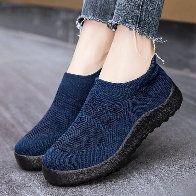 Cuzcare Orthopedic Shoes Women Breathable Wear-resistant Slip-ons Wowen Mesh Elegant Summer