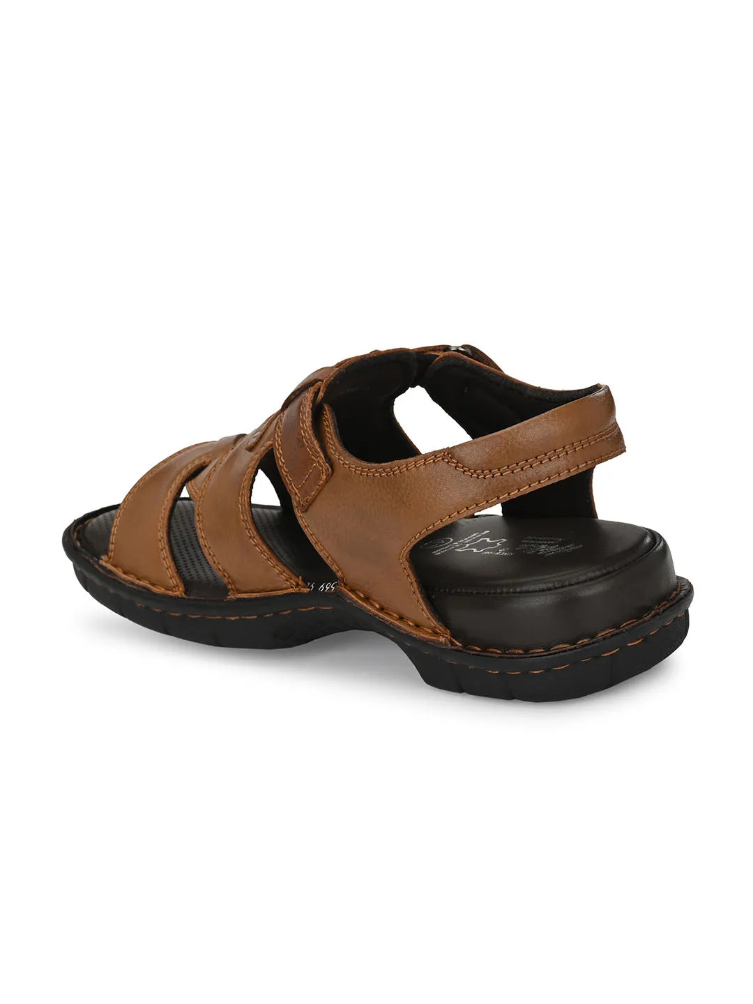 HITZ9214 Men's Tan Leather Casual Velcro Sandals