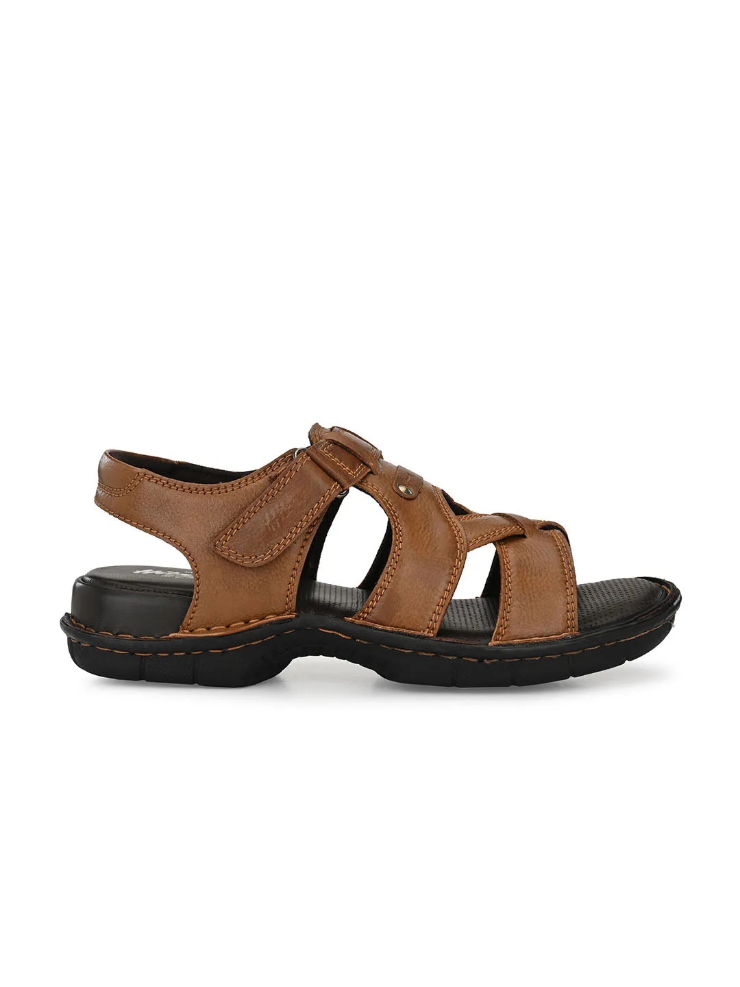 HITZ9214 Men's Tan Leather Casual Velcro Sandals
