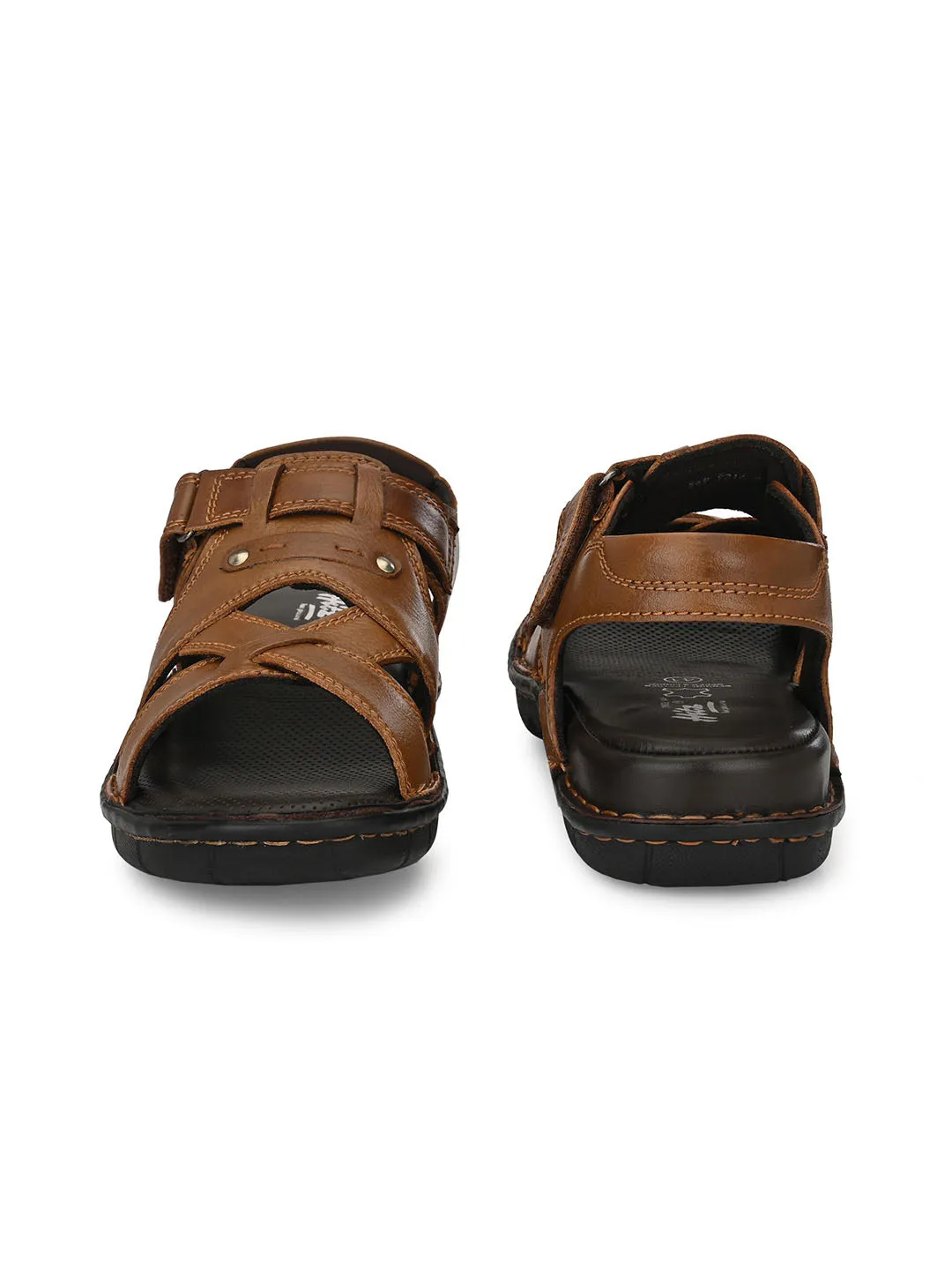 HITZ9214 Men's Tan Leather Casual Velcro Sandals