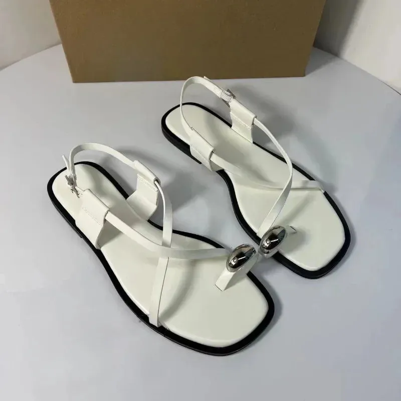 Isabel – Summer Flat Sandals with Metal Decoration