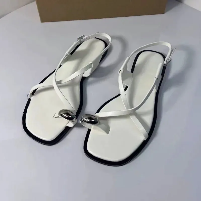 Isabel – Summer Flat Sandals with Metal Decoration