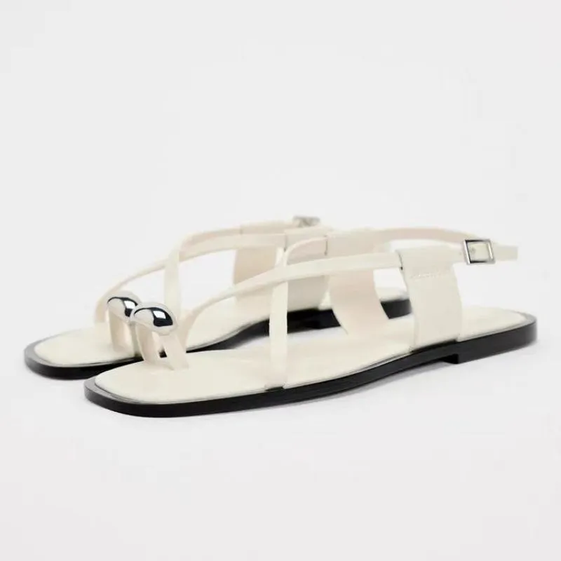 Isabel – Summer Flat Sandals with Metal Decoration