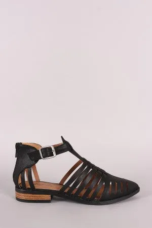 Qupid Caged Cutout Almond Toe Ankle Booties