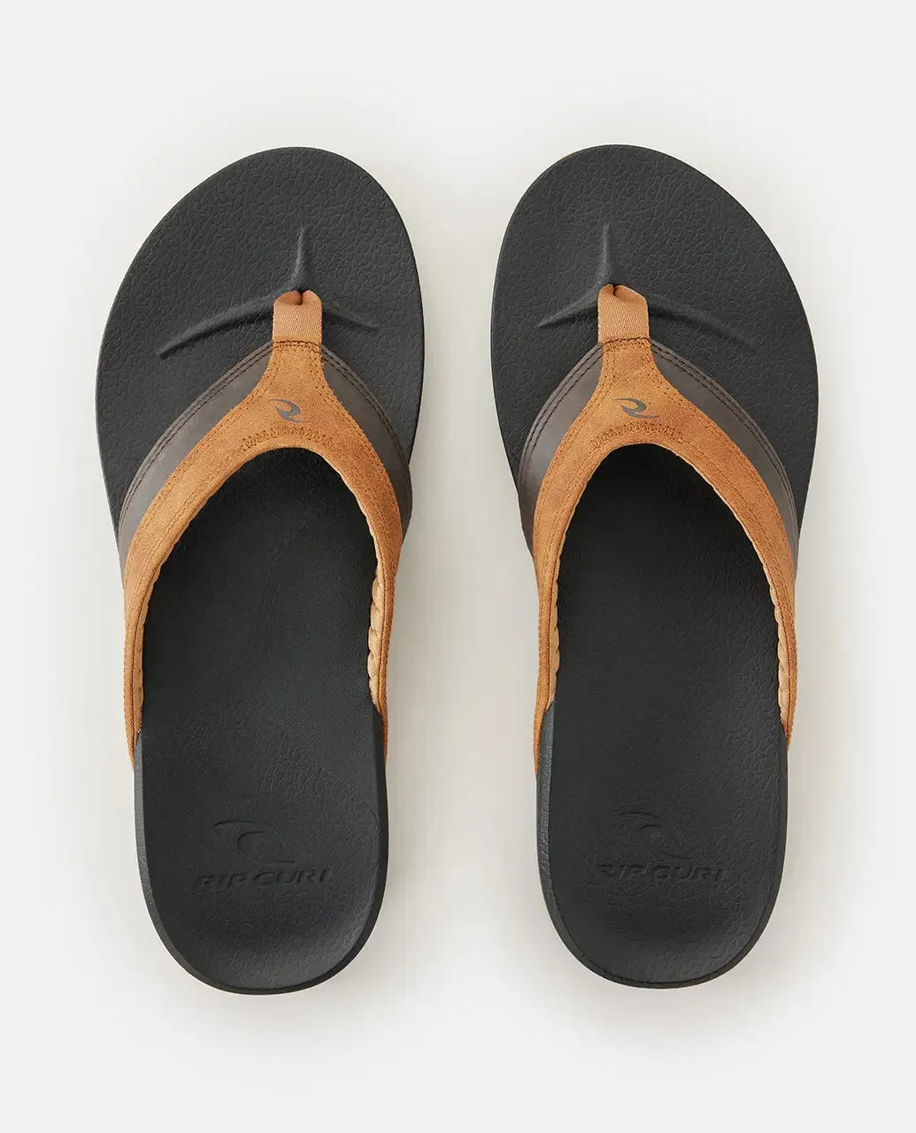 Soft Top Open Toe Flip Flops in Black & Brown
