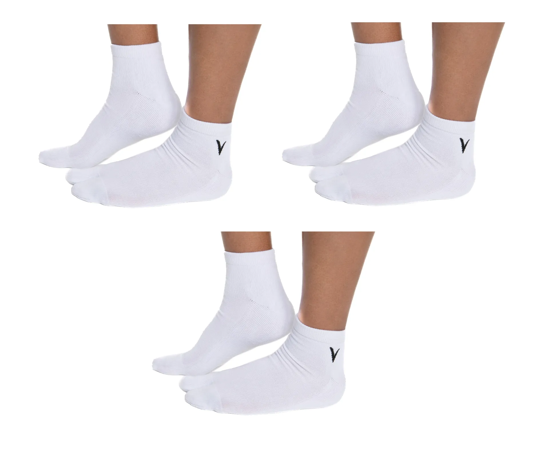 V-Toe Flip-Flop Socks Ankle Tabi | 3 Pairs | Thicker, Comfy & Warm Styles | White | Casual or Athletic