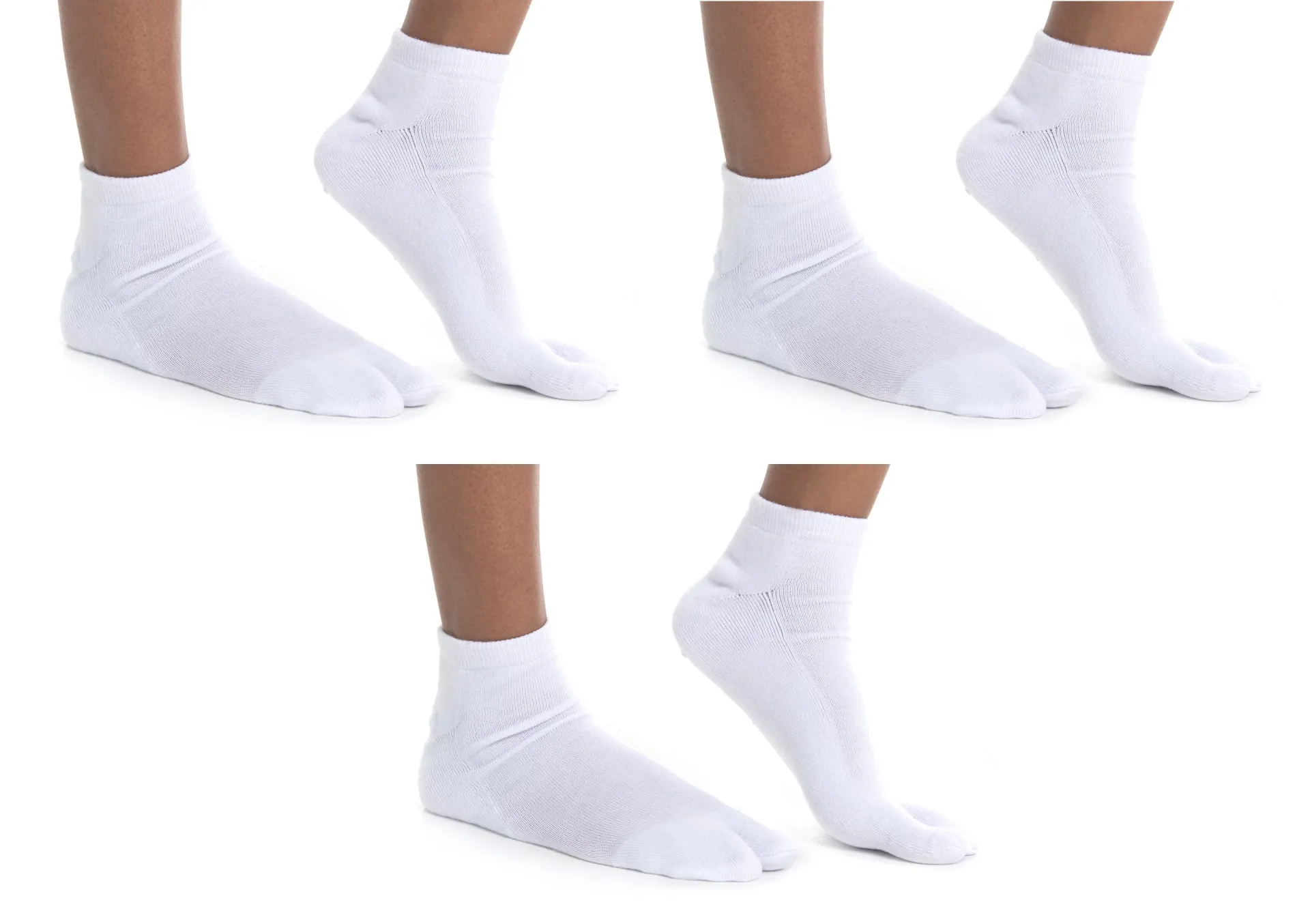 V-Toe Flip-Flop Socks Ankle Tabi | 3 Pairs | Thicker, Comfy & Warm Styles | White | Casual or Athletic