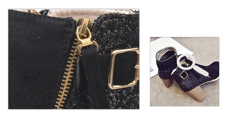Women's Autumn High-Heeled Glitter Ankle Boots