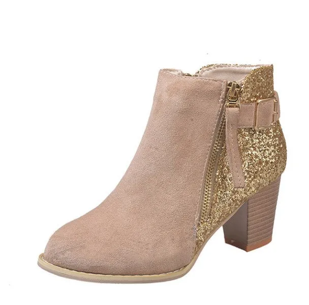 Women's Autumn High-Heeled Glitter Ankle Boots
