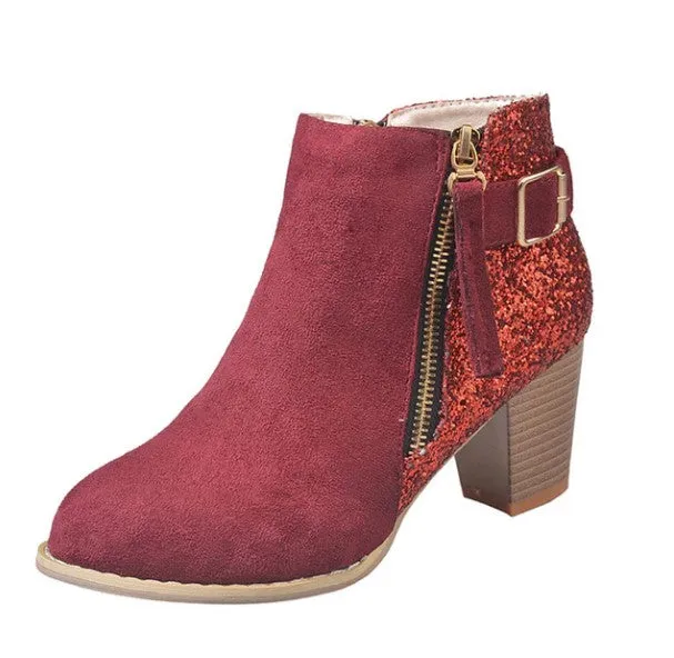 Women's Autumn High-Heeled Glitter Ankle Boots