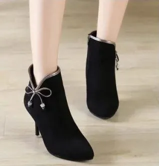 Women's Autumn Suede Leather Medium-Heeled Ankle Boots