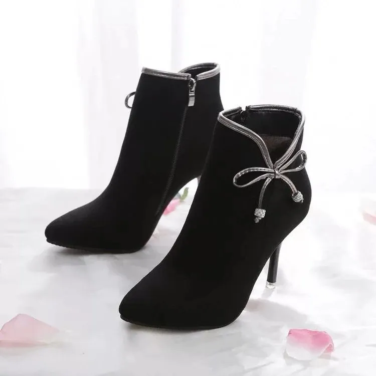 Women's Autumn Suede Leather Medium-Heeled Ankle Boots