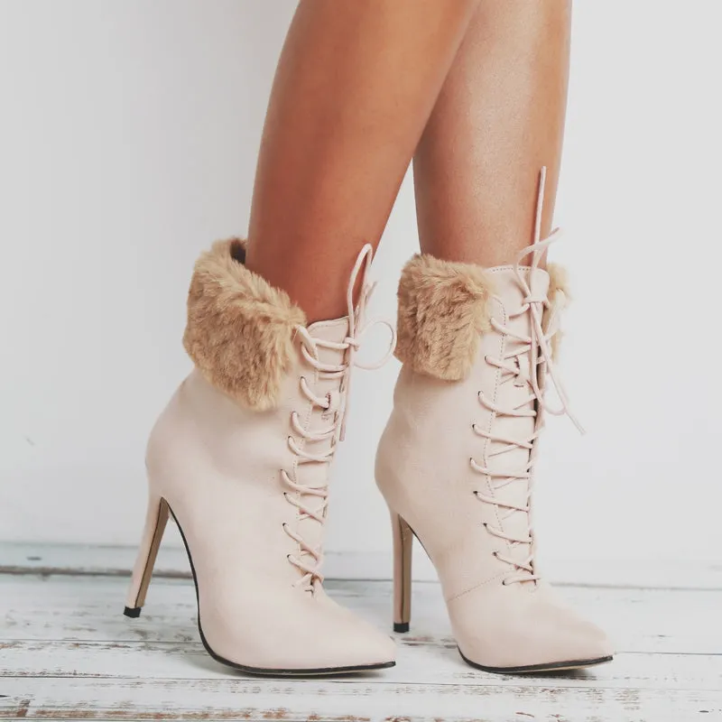 Women's Autumn/Winter High-Heeled Suede Ankle Boots