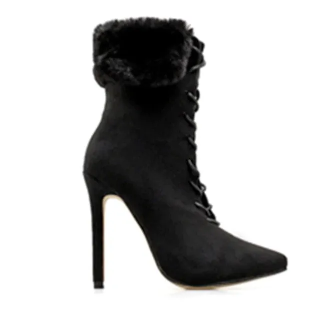 Women's Autumn/Winter High-Heeled Suede Ankle Boots
