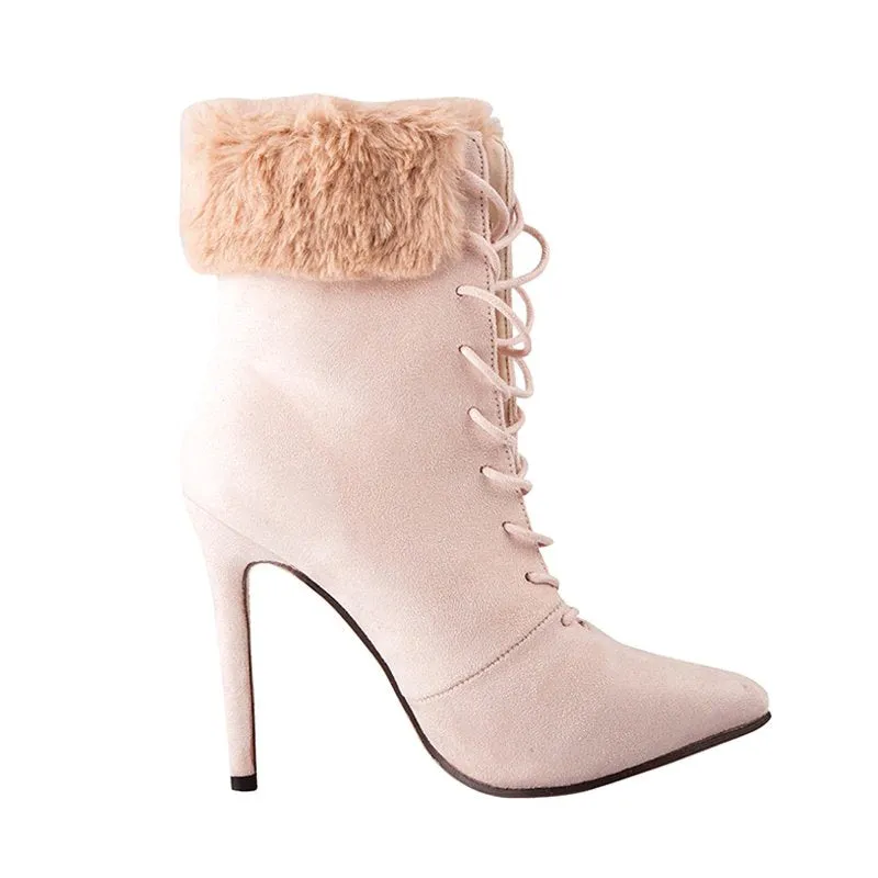 Women's Autumn/Winter High-Heeled Suede Ankle Boots