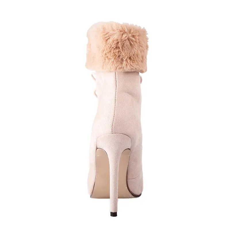 Women's Autumn/Winter High-Heeled Suede Ankle Boots