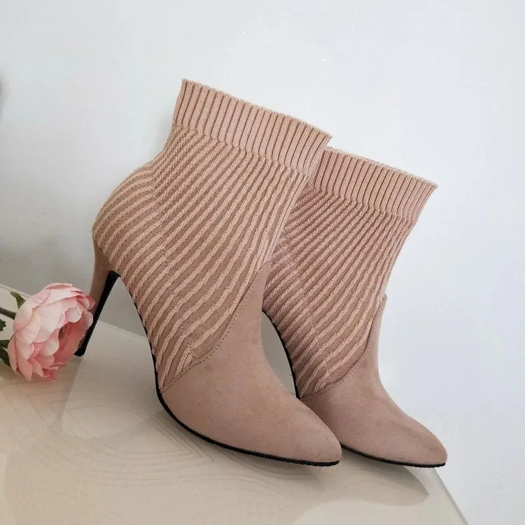 Women's Autumn/Winter Knitted High-Heeled Ankle Sock Boots