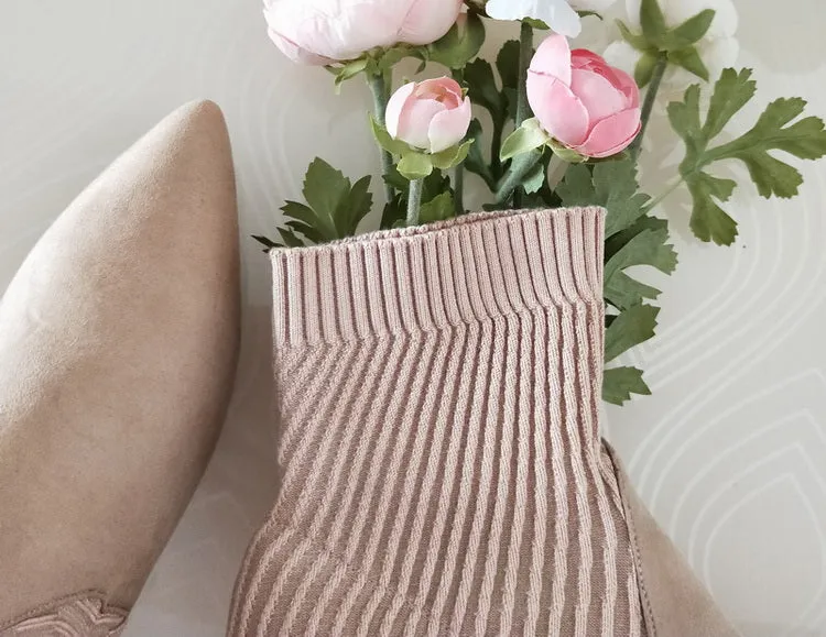 Women's Autumn/Winter Knitted High-Heeled Ankle Sock Boots