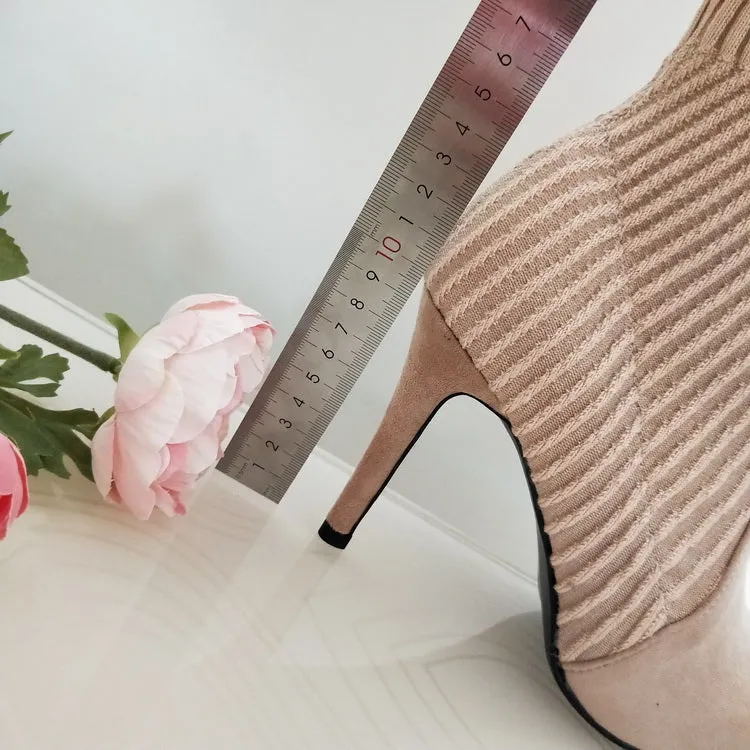 Women's Autumn/Winter Knitted High-Heeled Ankle Sock Boots